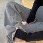 Pregnant women's cashmere striped new wide-leg pants chenille autumn and winter drape fleece-lined straight mop pants trousers