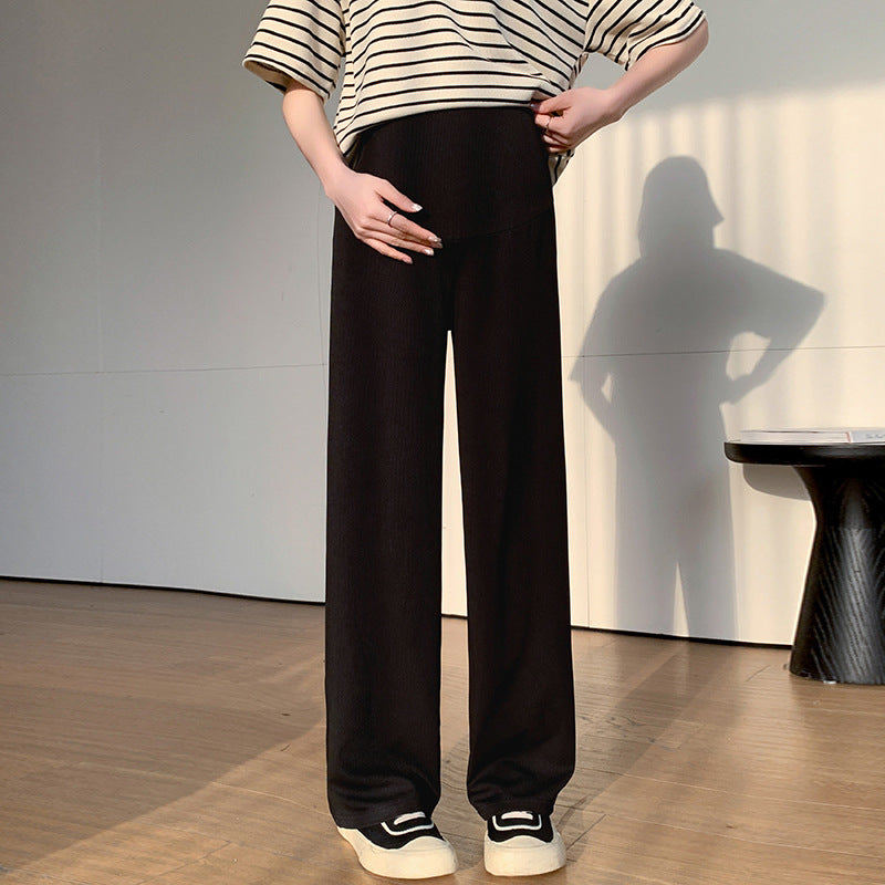 Maternity Pants 2026 Summer Elastic Non-Fading Maternity Wide-Leg Pants Summer Loose Casual Pants Slimming Vertical Stripe Pants for Outdoor Wear