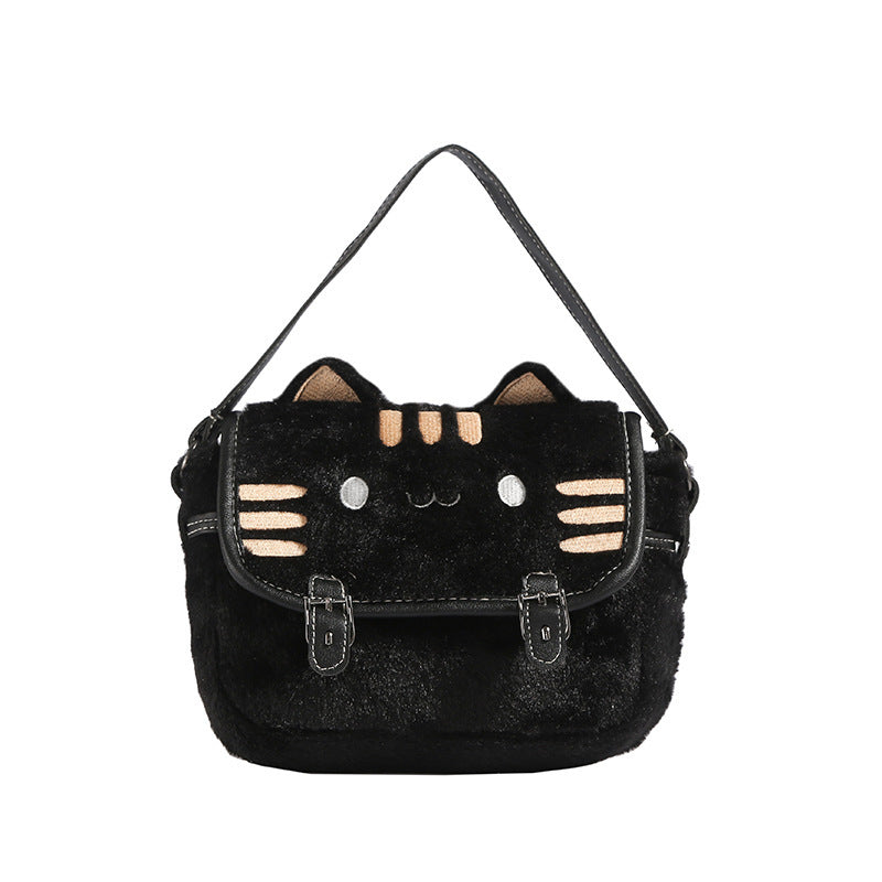 Cute Cat Plush Small Bag Shoulder Bag New Online Popular High Color Value Cartoon Plush Doll Handbag Women's Bag