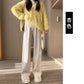 Maternity clothes 2024 autumn and winter New Korean style fashionable cashmere stripe fleece-lined thickened belly support wide-leg pants for pregnant women