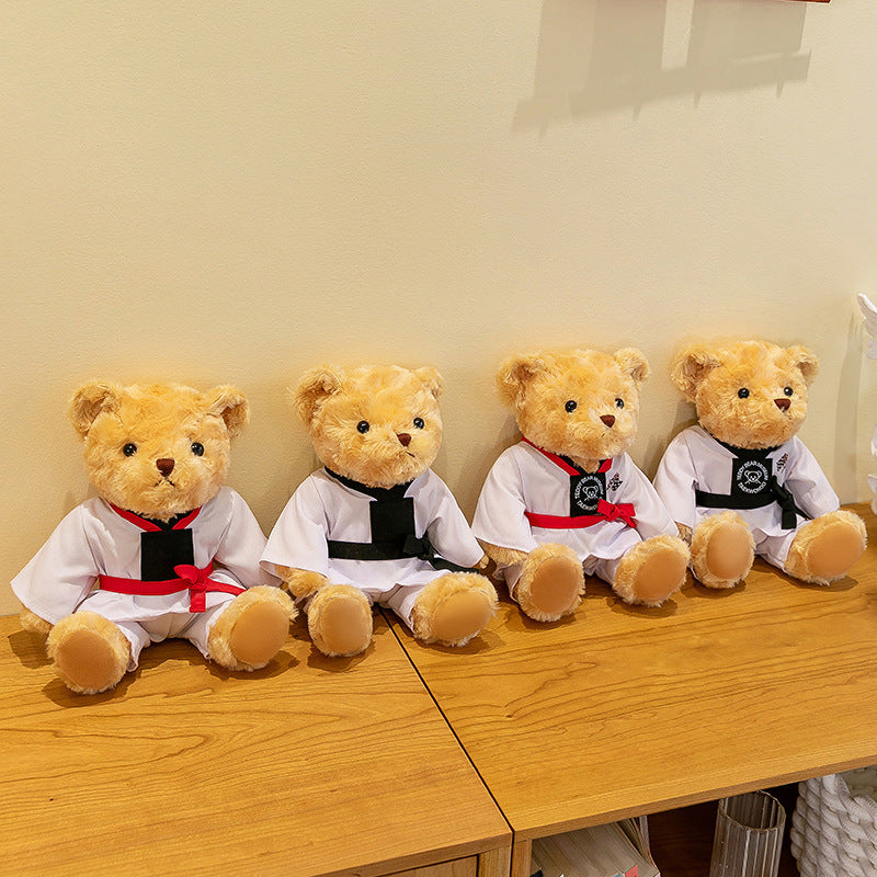 Taekwondo bear doll plush toy teddy bear doll doll martial arts hall activity gift can add LOGO
