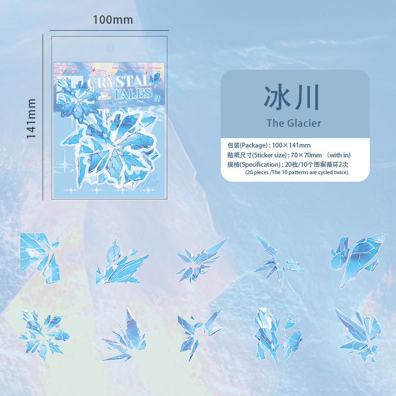 Pet Sticker Pack Crystal Story Series Crystal Ore Silver Hot Stamping Die-Cut Journal Decoration Stickers Cross-Border