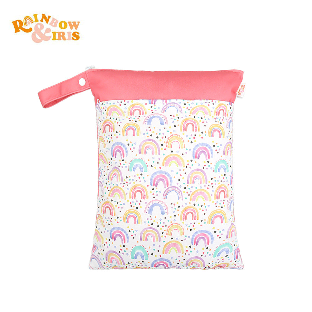 Ins Baby Room Decoration Sleeping Bear Storage Hanging Bag Baby Diaper Bag Wetbag Dry and Wet Separation 30*40