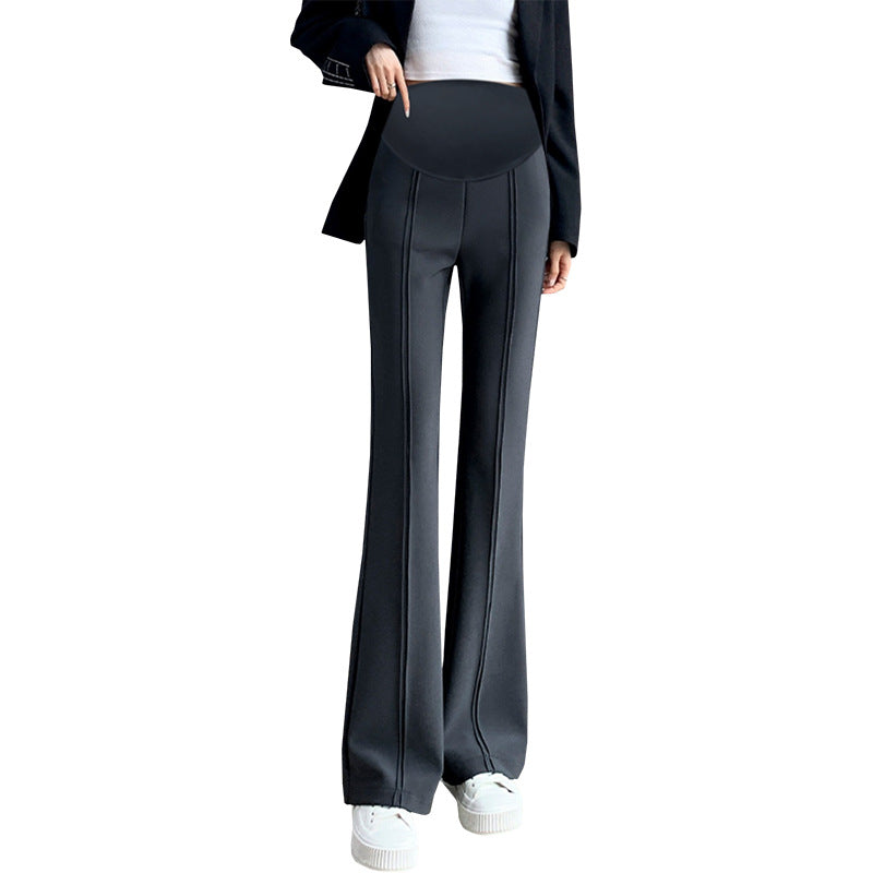 Pregnant women fleece-lined autumn and winter new goddess pants micro-pants split slim slim outer wear pants suit pants