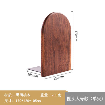 Japanese Style Simple Wooden Book Stand Creative Black Walnut Wood Thickened Bookshelf Bookend Student's Solid Wood Bookend Logo