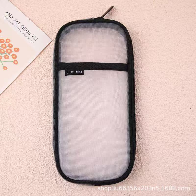 New Mesh Student Pencil Bag Transparent Simple Large-Capacity Stationery Bag Exam-Specific Student Pencil Bag Stationery Box