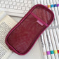 Korean Hj-006 High-Looking Pencil Bag, Transparent Mesh Stationery Bag, Simple Handbag, Cosmetic Bag, Double-Layer Storage Bag