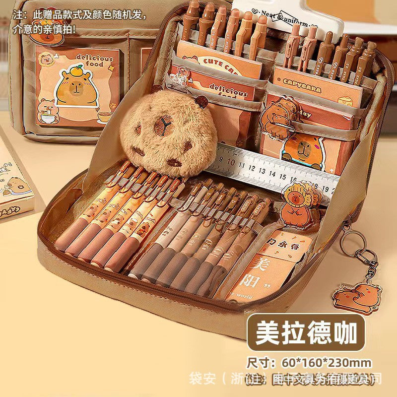 Capibala Capybara Pencil Case Large Capacity 12-Layer Coffee Maillard High-Value Multi-Function Pencil Case