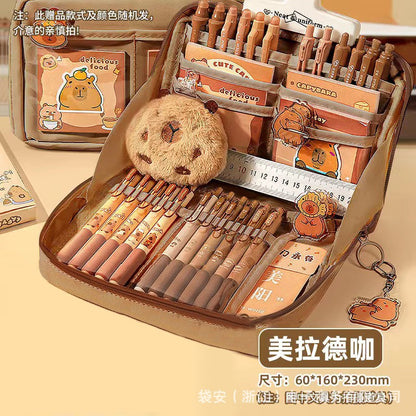 Capibala Capybara Pencil Case Large Capacity 12-Layer Coffee Maillard High-Value Multi-Function Pencil Case