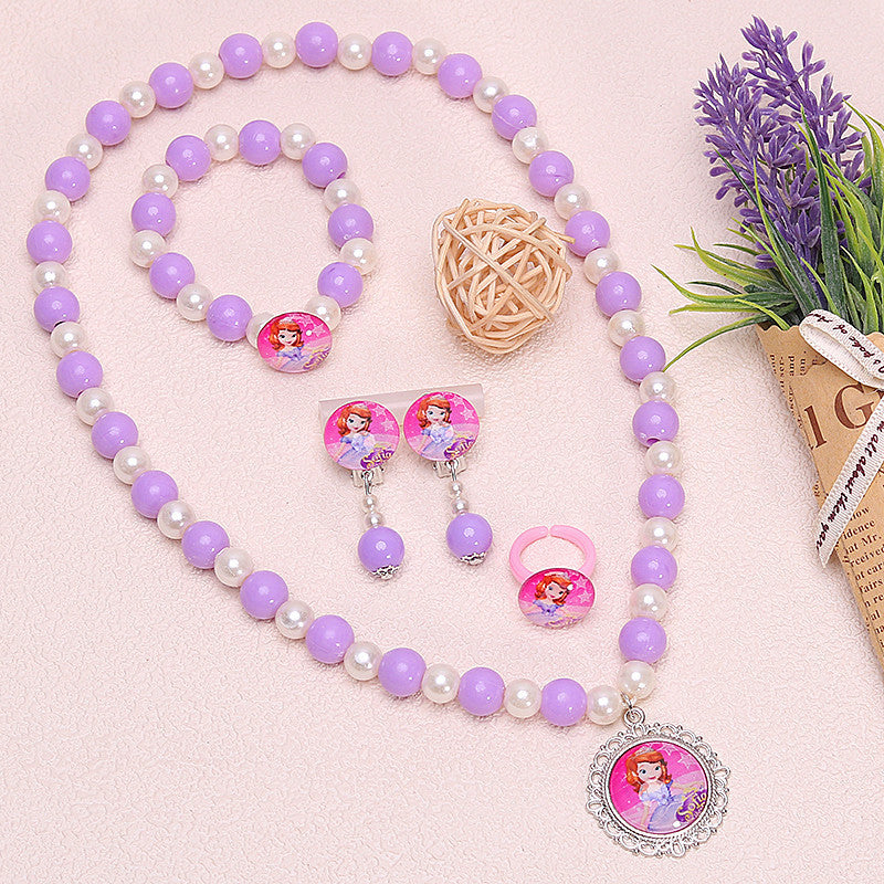 mermaid necklace diy pearl non-allergic beaded suit children cute mermaid princess necklace jewelry