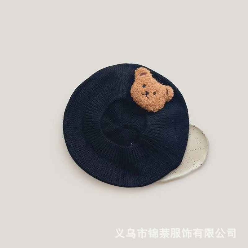 Spring and Autumn Korean Style Baby Boy and Girl Candy Color All-match Knitted Beret Children's Western Style Casual Wool Hat Paintler Hat