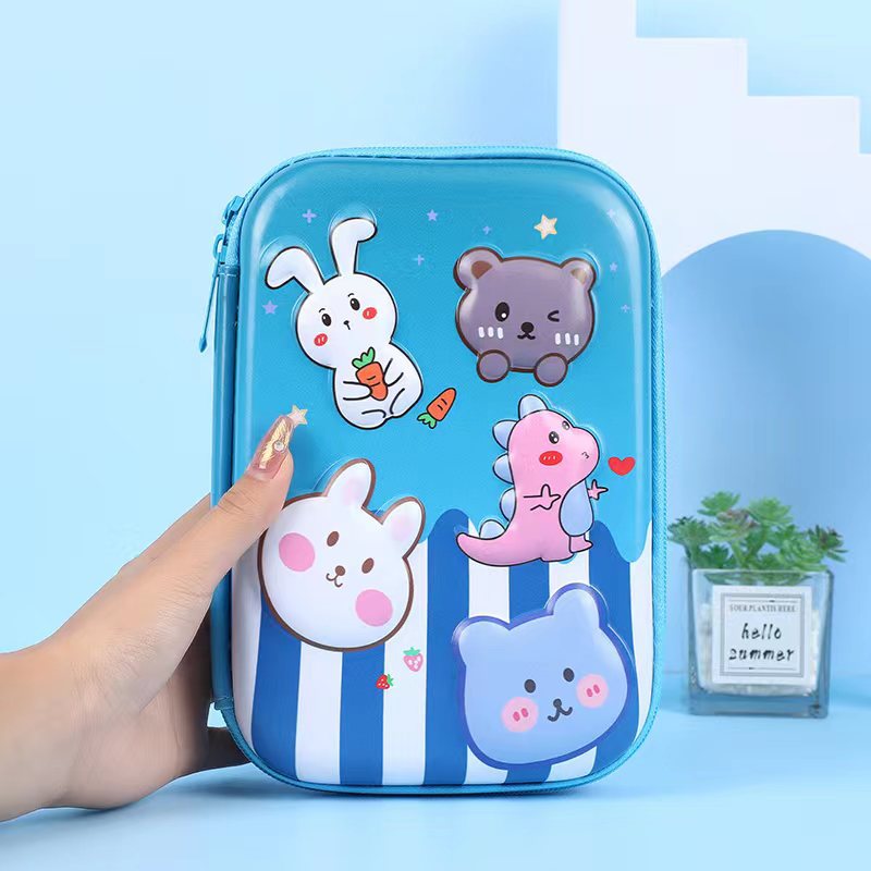 3D New Cute Eva Stationery Box Children's Multifunctional Large Capacity Pencil Bag Student Portable Square Pencil Box