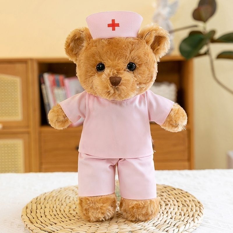 Nurse Uniform Doctor College Student Teddy Bear Doll Plush Toy Graduation Gift Logo