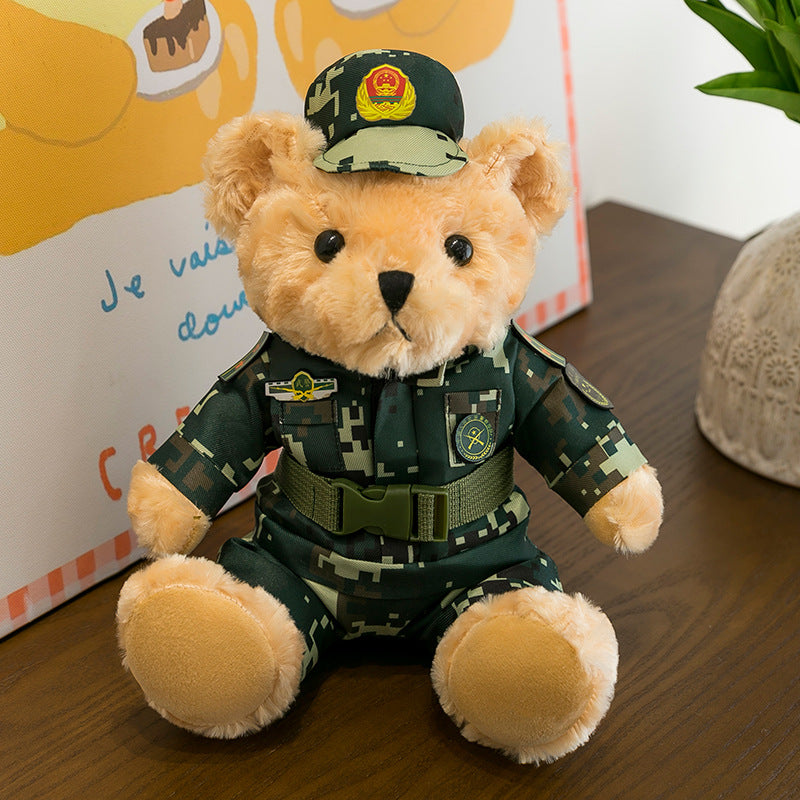 Police Bear Doll Traffic Police Bear Doll Uniform Fire Suit Teddy Bear Plush Toy Internet Red Bear Doll