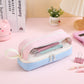 Large-Capacity Durable and Washable Student Stationery Oxford Cloth Storage Bag Transparent Square and Round Pencil Bag Multi-Layer Portable Pencil Bag