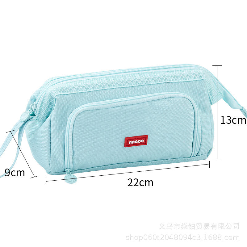 Korean Style Boat-Shaped Large-Capacity Multi-Layer Oxford Pencil Bag Multi-Functional Portable Stationery Box Simple Student Storage Pencil Bag