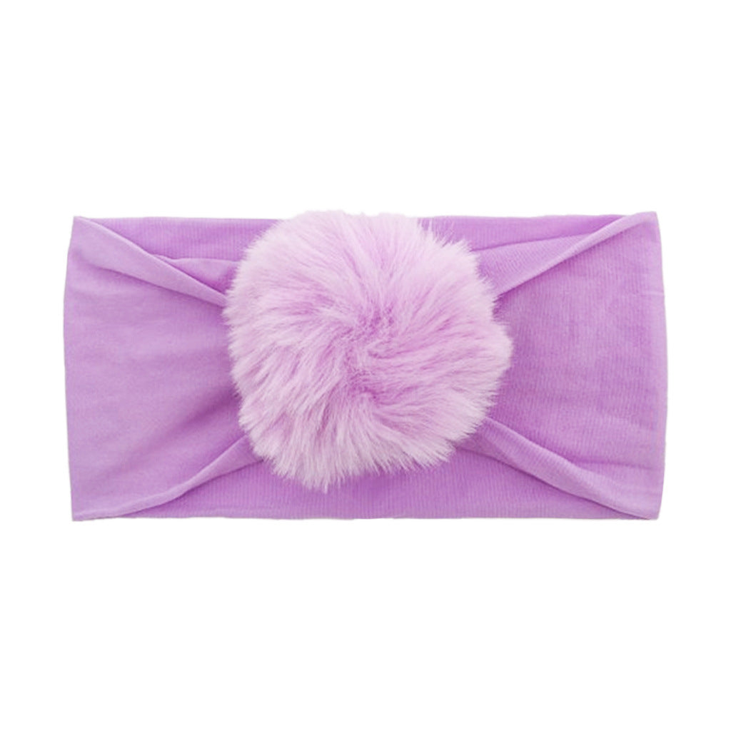 2023 new children's seamless hair band Europe and the United States new baby nylon fur ball headscarf baby hair band