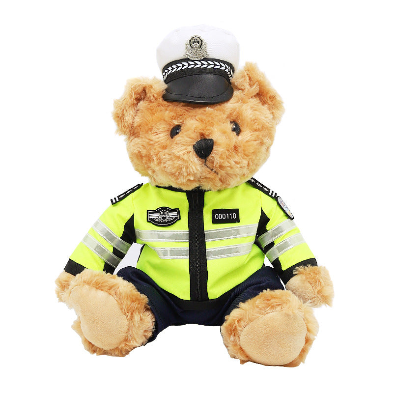 Police Bear Doll Traffic Police Bear Doll Uniform Fire Suit Teddy Bear Plush Toy Internet Red Bear Doll