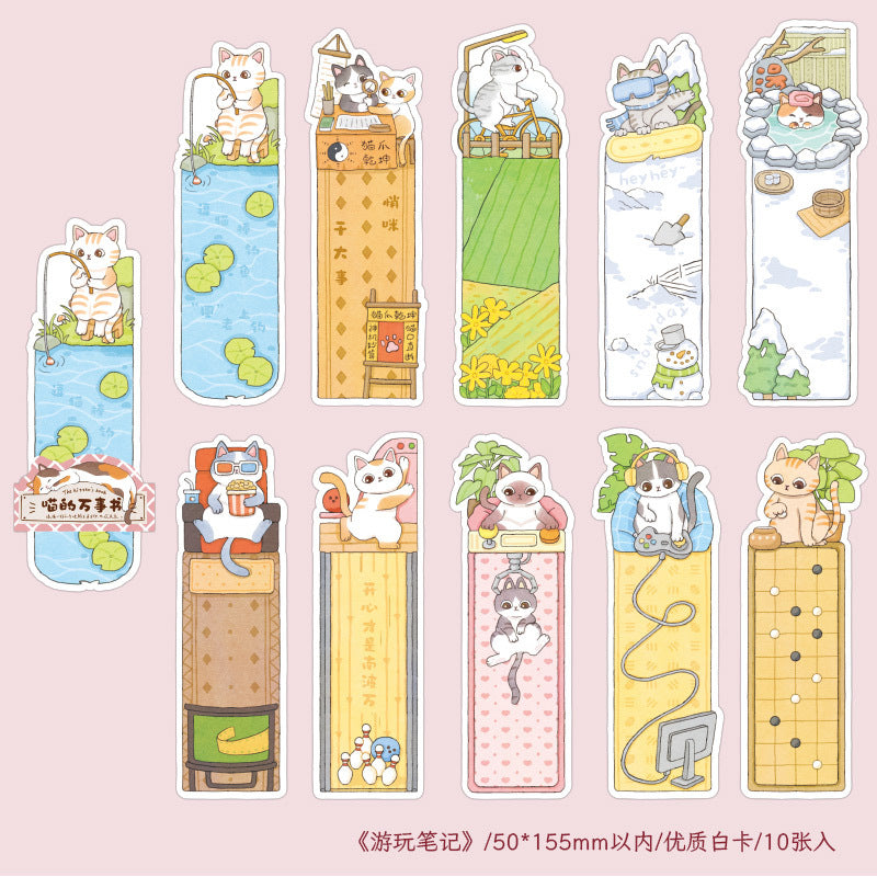 Paper Bookmark Meow's Everything Book Cute Flash Sand Bookmark Student Reading Marker Booklet Creative Gift Writable