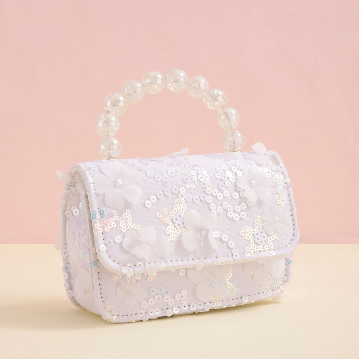 2024 new elegant princess style bag girl trend small square bag pearl portable high value sequin bag wholesale