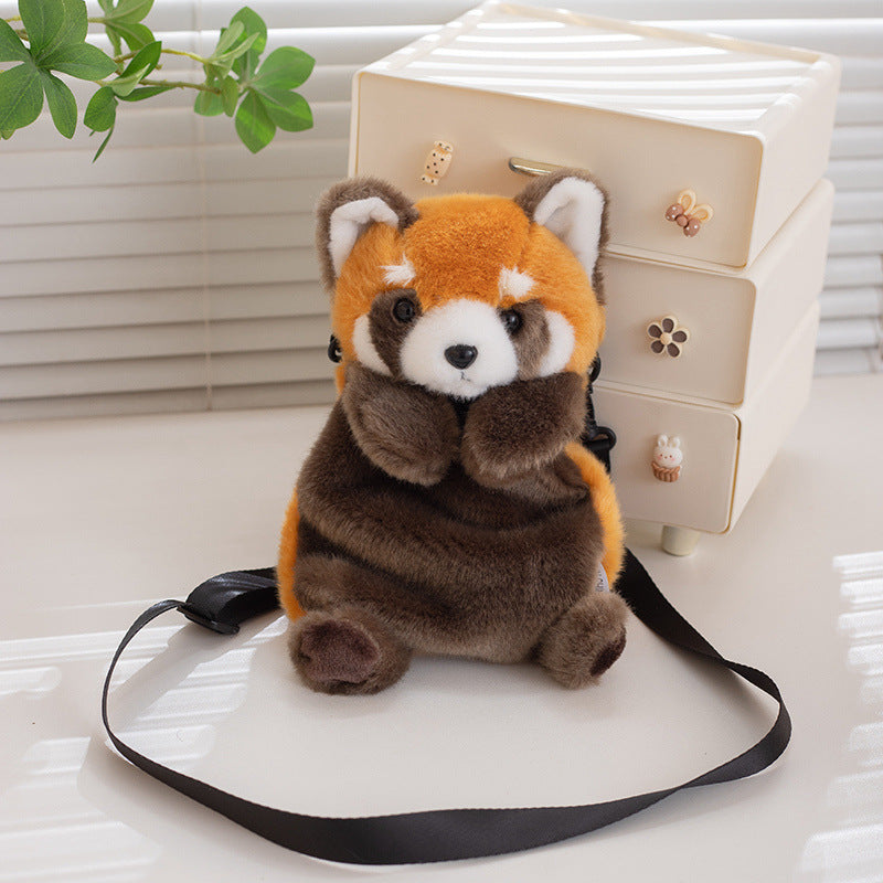 Simulation Tiger Giant Panda Crossbody Bag Shoulder Bag Red Panda Sloth Plush Toy Backpack Zoo Toy