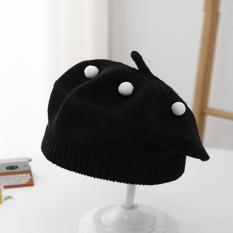 Spring and Autumn Korean Style Baby Boy and Girl Candy Color All-match Knitted Beret Children's Western Style Casual Wool Hat Paintler Hat