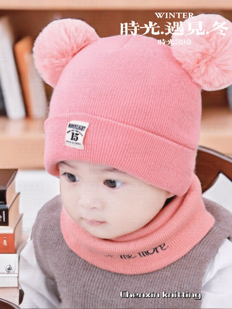 Factory direct supply knitted cap net red explosion children's cap fur ball cap baby ear warm cap wholesale custom hat