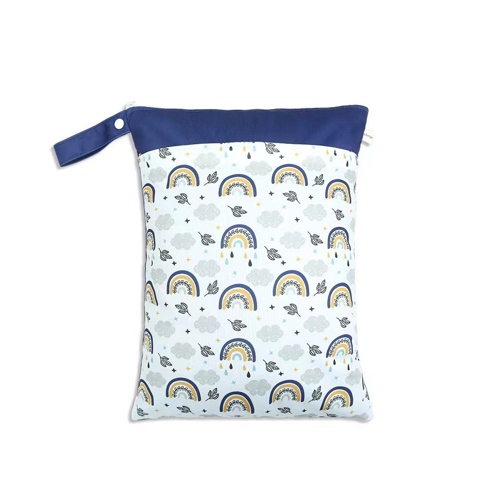 Ins Baby Room Decoration Sleeping Bear Storage Hanging Bag Baby Diaper Bag Wetbag Dry and Wet Separation 30*40