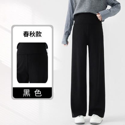 Lamb Fleece Pregnant Women's Pants Autumn and Winter fleece-lined Outer Wear Loose Dipping Wide-leg Pants New Non-abdominal Glutinous Rice Pants