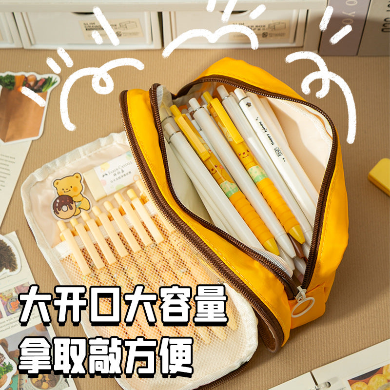 Bear Burger Pencil Case New Design Large Capacity Stationery Box Girls Niche High-Looking Student Cute Pencil Case