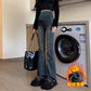 Pregnant women's flared pants cement gray autumn and winter jeans belly pants simple casual pants
