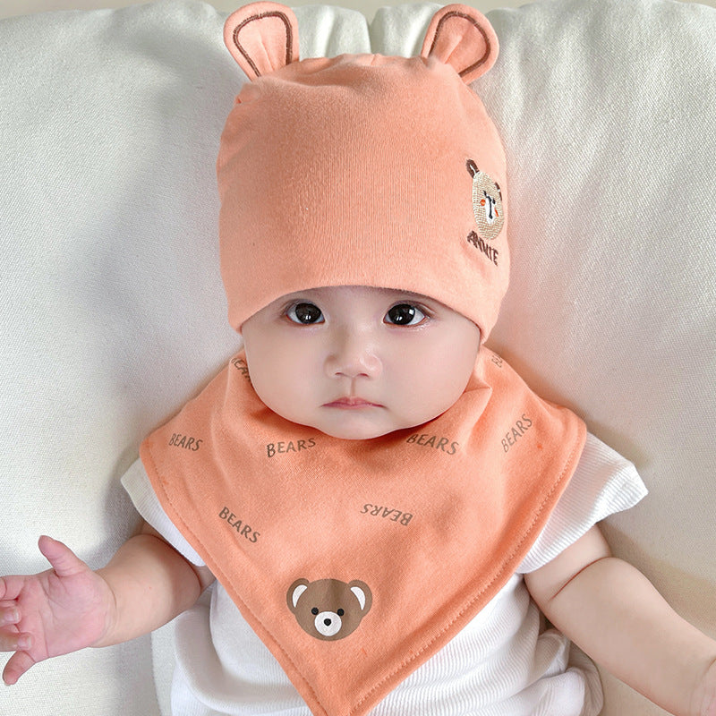 Katu Bear Infant Hat Spring & Fall 3-6-12 Months Male and Female Baby Pullover Hat Cotton 100-Day Sleeping Hat