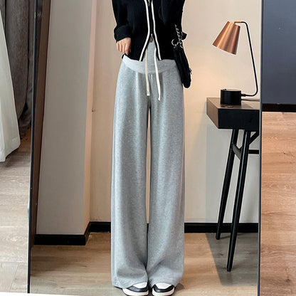 Pregnant Women's Pants Autumn and Winter fleece-lined Wide Leg Sports Pants Outer Wear Spring and Autumn Loose Casual Straight Pants Bottoming Sweatpants Trousers