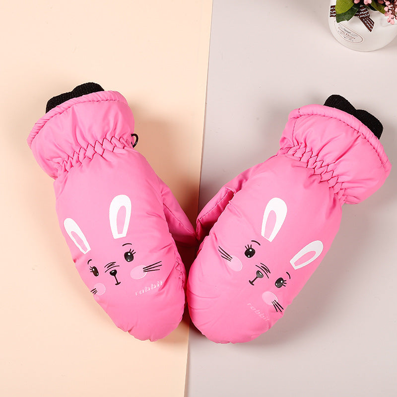 3-10 children's ski gloves outdoor riding gloves winter warm waterproof children's gloves play snow not wet hands