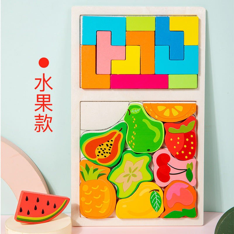 Factory Wooden Early Education Boys and Girls Accumulates Tetris Jigsaw Puzzle 3456-year-old Children's Educational Toys