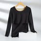 Breastfeeding Autumn Jacket One-Piece Women's plus size Autumn and Winter fleece-lined Pregnant Women's Thermal Underwear Postpartum Maternity Clothing
