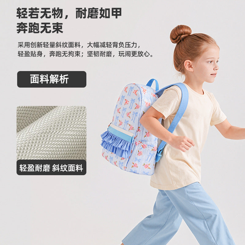 Cross-Border Cute Bow Floral Backpack Cute Pink Ruffle Decoration Large Capacity Portable Student Backpack