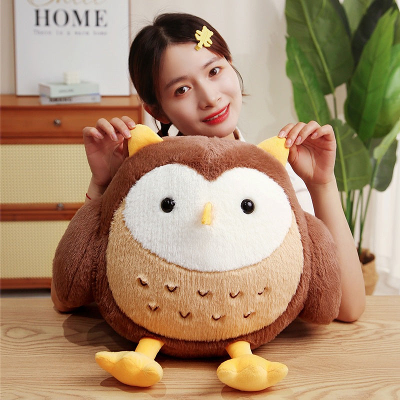 Cute and Cute Round Owl Doll Plush Toy Children's Companion Comfort Cloth Doll Girl's Birthday Gift