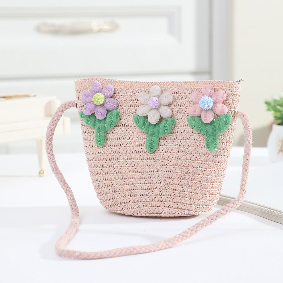 Cross-border New Children's Bag Spring and Summer New Children's Crossbody Bag Handmade Straw Satchel Travel Mini Coin Purse