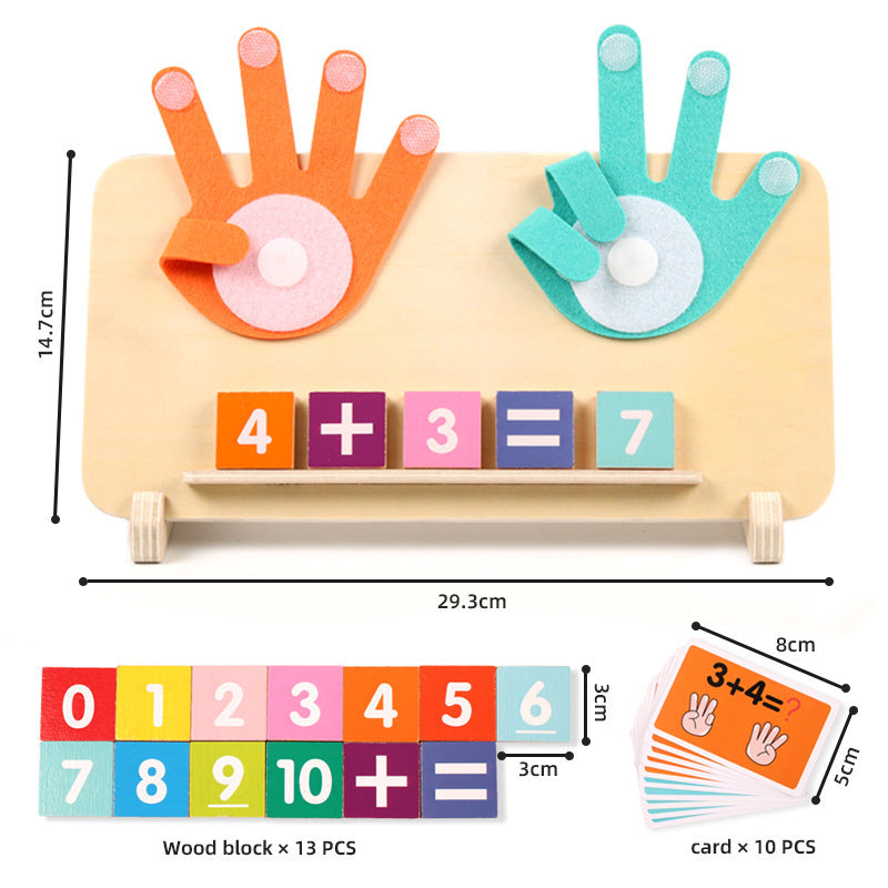 Children's Finger Arithmetic Educational Teaching Aids Addition and Subtraction Arithmetic Palm Mathematics Enlightenment Wooden Toys Kindergarten