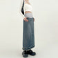 Pregnant women's frayed skirt Denim women's spring and summer high waist pear-shaped mid-length A- line skirt long skirt