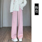 Pregnant women's cashmere striped new wide-leg pants chenille autumn and winter drape fleece-lined straight mop pants trousers