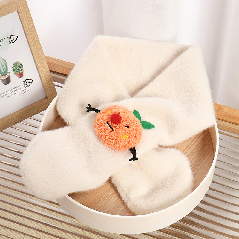 Children's Christmas Autumn and Winter Scarf Plush Warm Cute Cartoon Red New Year Festival Imitation Rabbit Fur Parent-Child Scarf