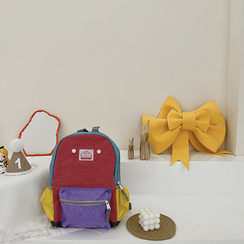 Children's Kindergarten Schoolbag Boys' Baby Contrast Color Small Backpack Girls' Trendy 2022 Cute Backpack Cute Bag