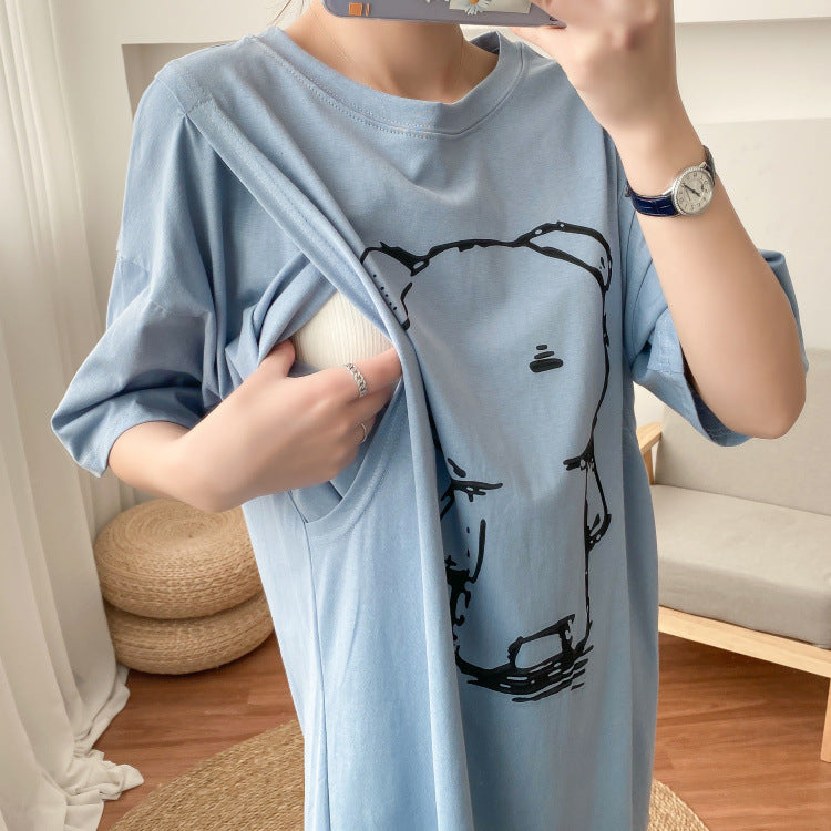 Pregnant Women's Nursing Clothing for Going Out, Fashionable Nursing Short-Sleeved Summer Hot Mom Style Women's Clothing, Breastfeeding Clothing, Trendy Breastfeeding Clothes