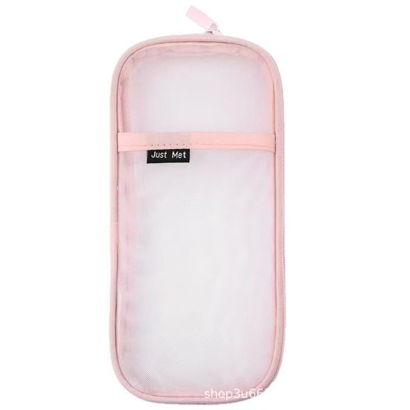 New Mesh Student Pencil Bag Transparent Simple Large-Capacity Stationery Bag Exam-Specific Student Pencil Bag Stationery Box