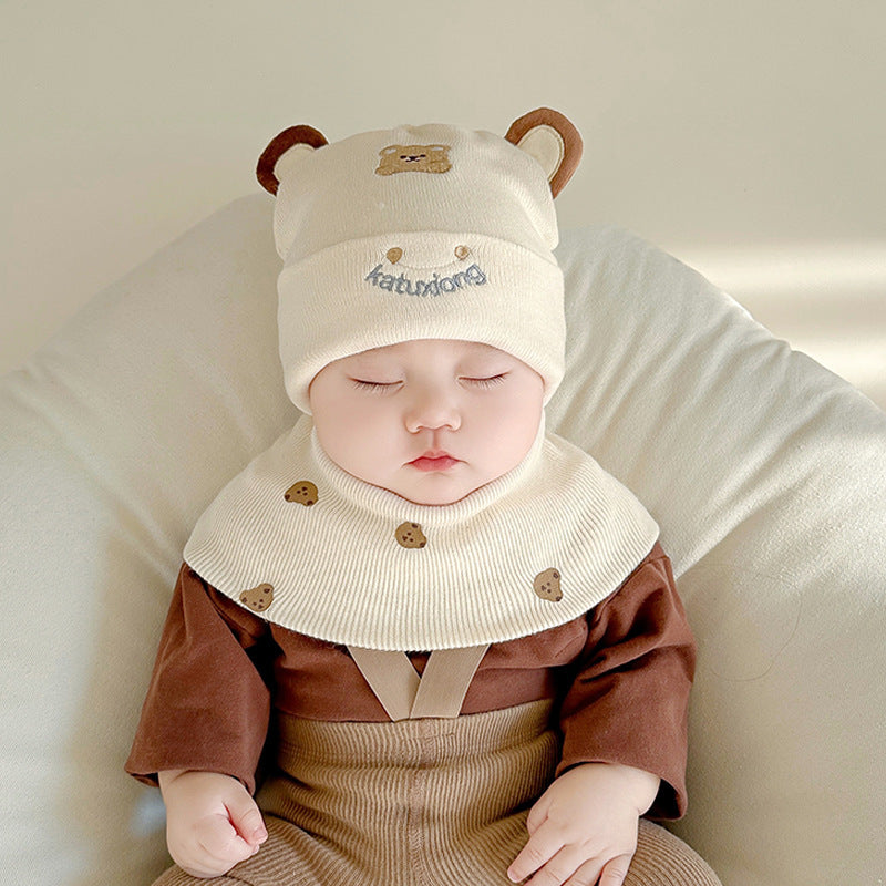 Katu Bear Infant Hat Spring & Fall 3-6-12 Months Male and Female Baby Pullover Hat Cotton 100-Day Sleeping Hat