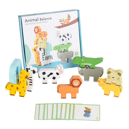 Wooden Children's Animal Balance Stacking Music Kindergarten Animal Pattern Cognitive Stacking Early Education Educational Solid Wood Toy
