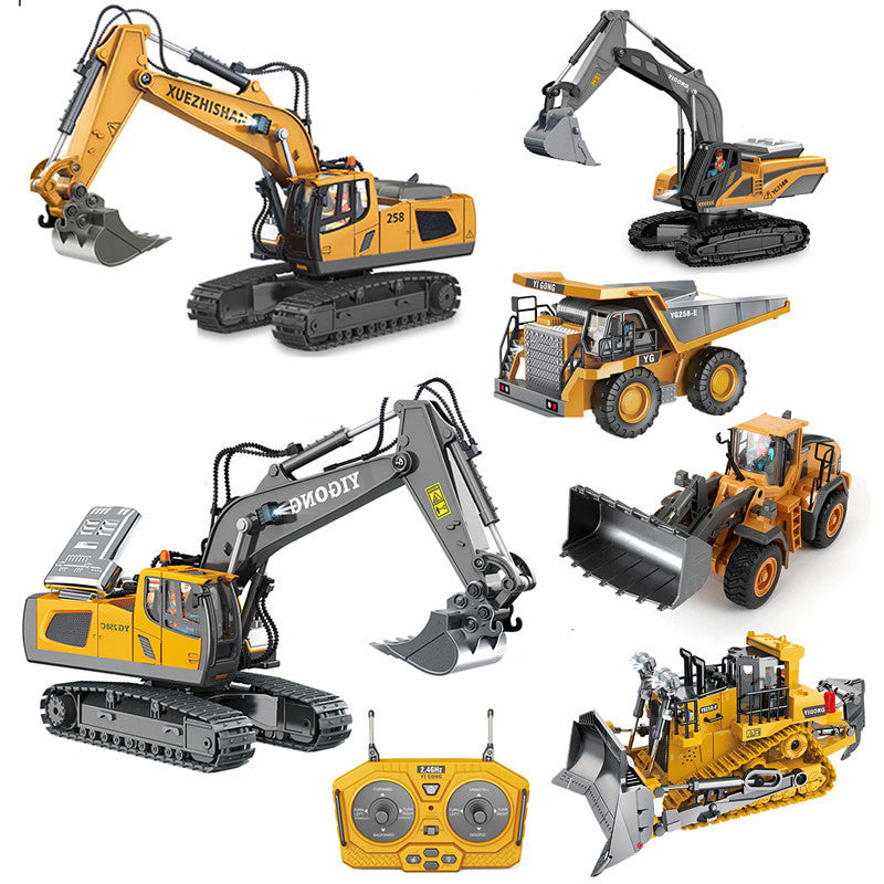 Cross-border charging engineering vehicle 2.4G remote control alloy bulldozer excavator children's electric sound and light remote control toy