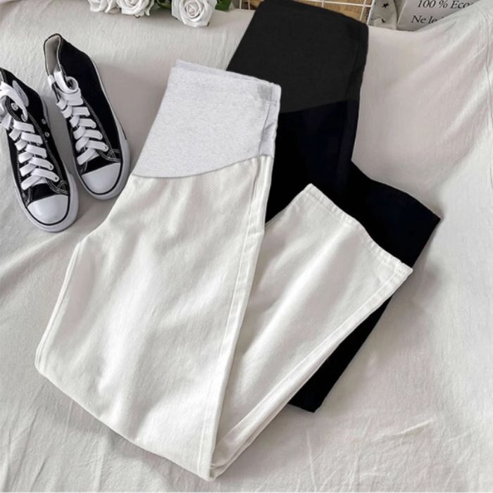 2025 Spring New All-match Pregnant Women Jeans Spring Loose Straight Outer Wide-leg Trousers Pregnant Women's Spring Wear